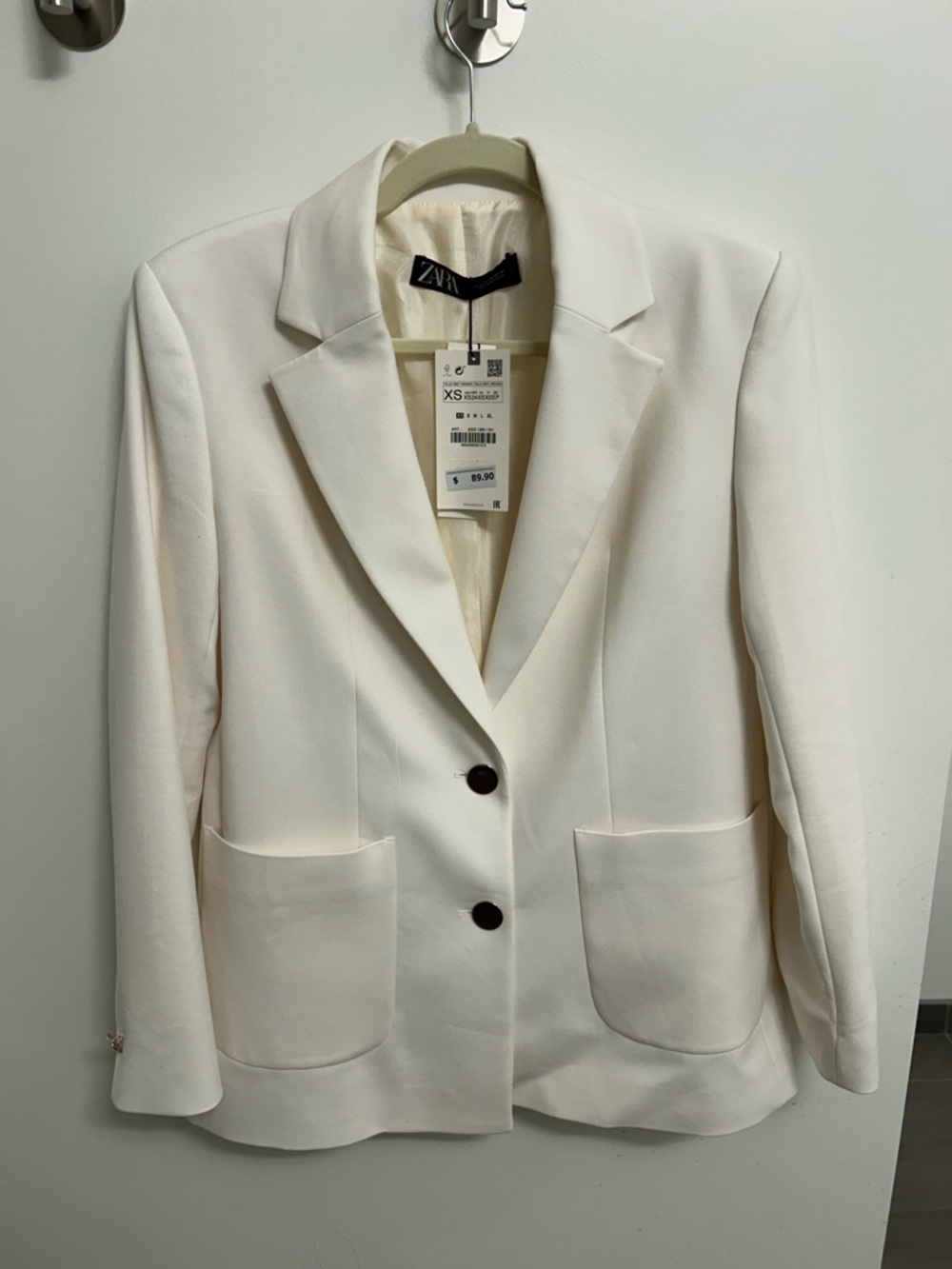 Zara Ivory Single-Breasted Women's Blazer